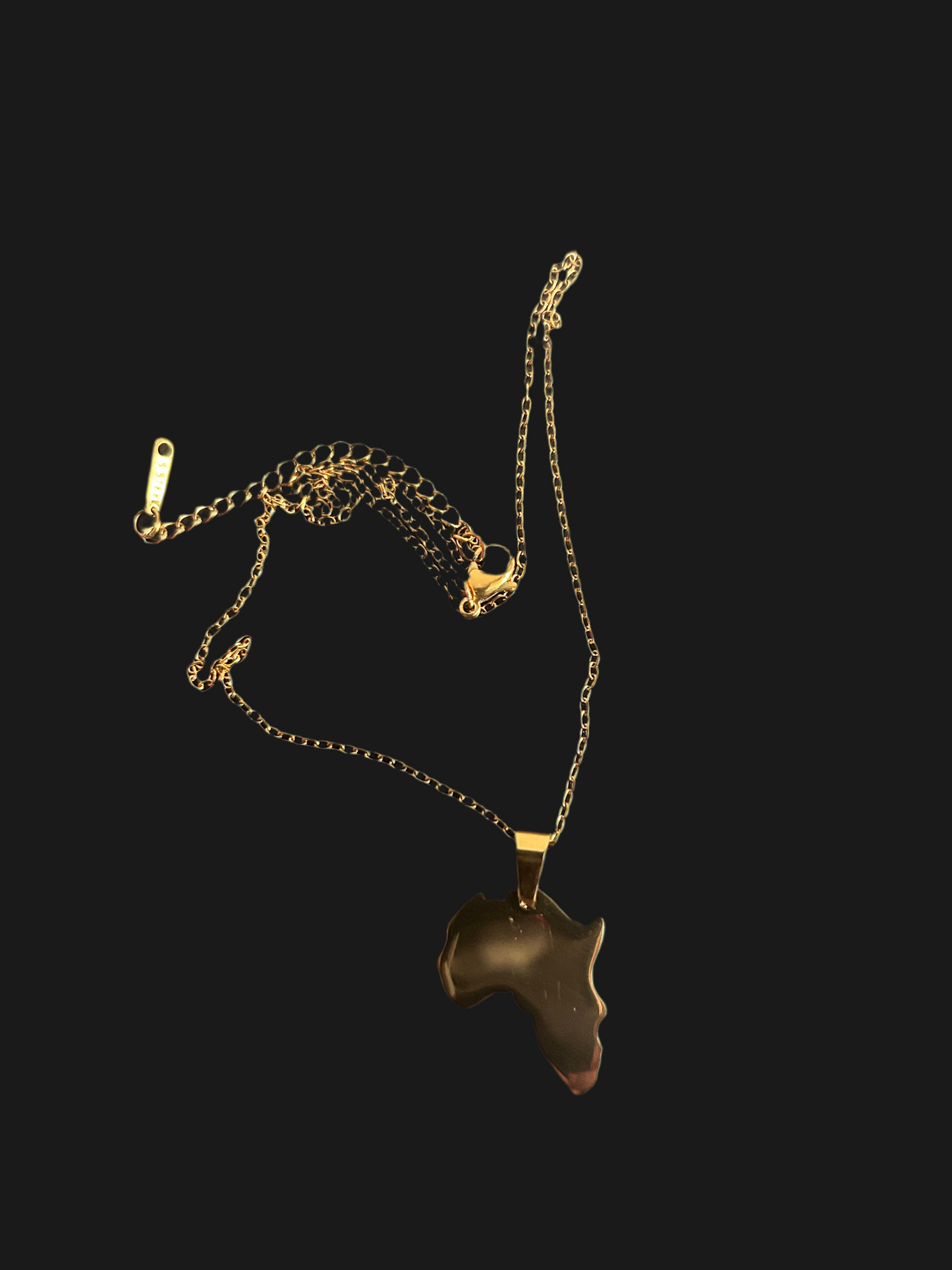 Polished Africa Map Pendant Necklace 18k Gold Plated