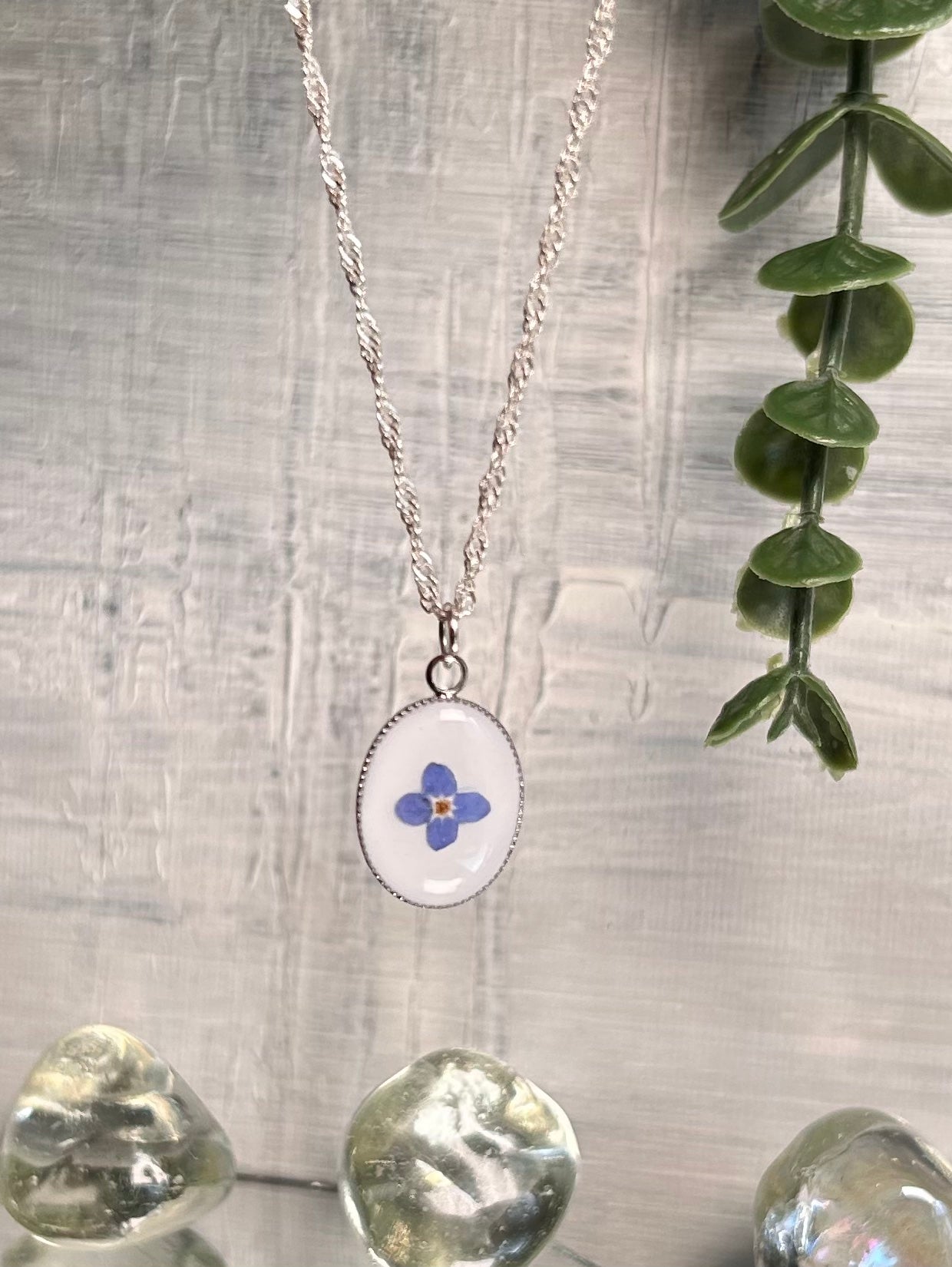 Forget-me-not 925 sterling silver plated necklace