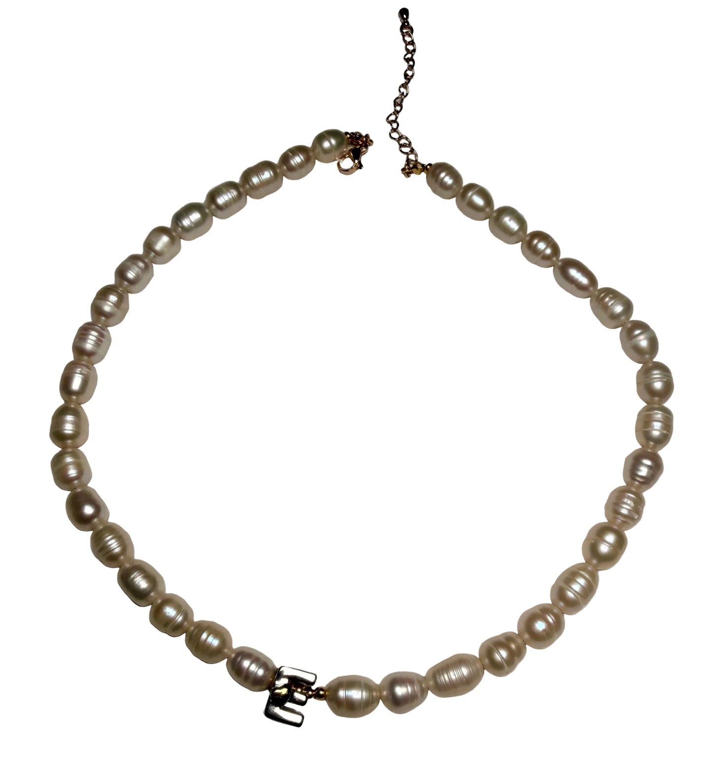 Freshwater pearl necklace/choker with Letter pendant