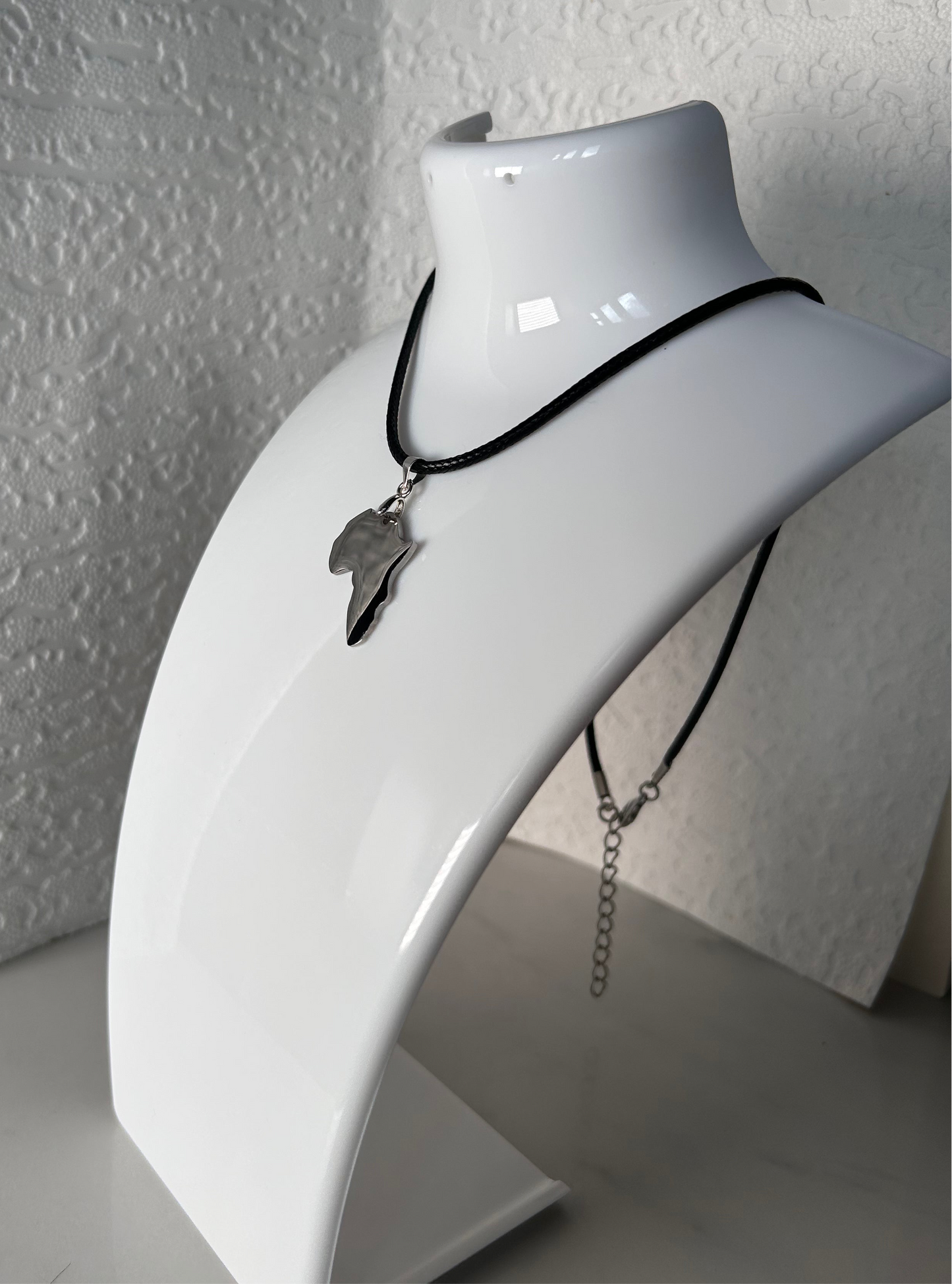 Polished Silver African Continent necklace