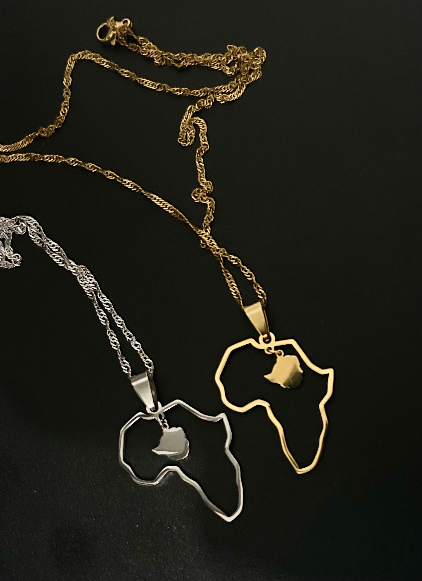 Hollow African/Country map necklace