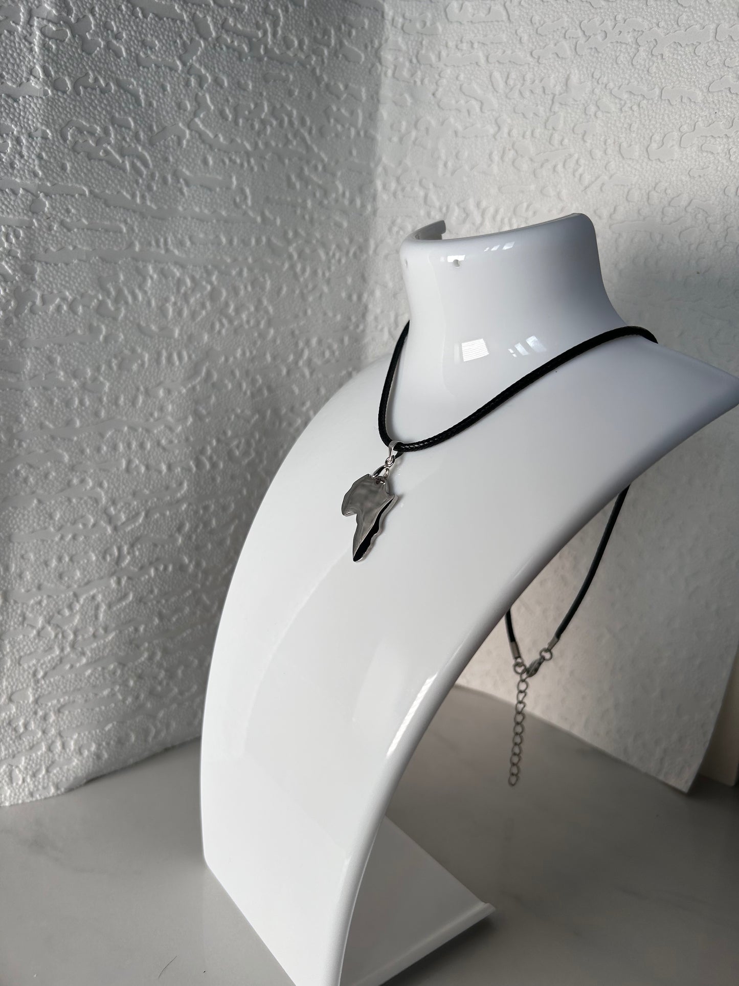 Polished Silver African Continent necklace