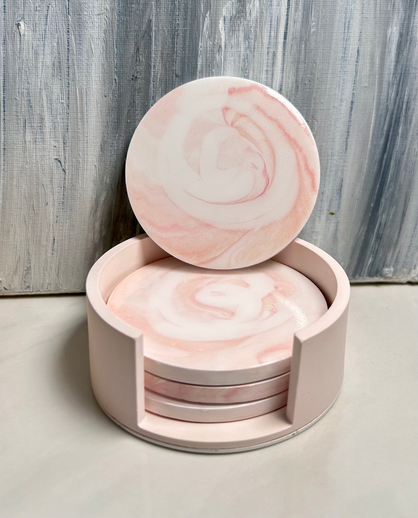 Marble effect coaster set with Holder