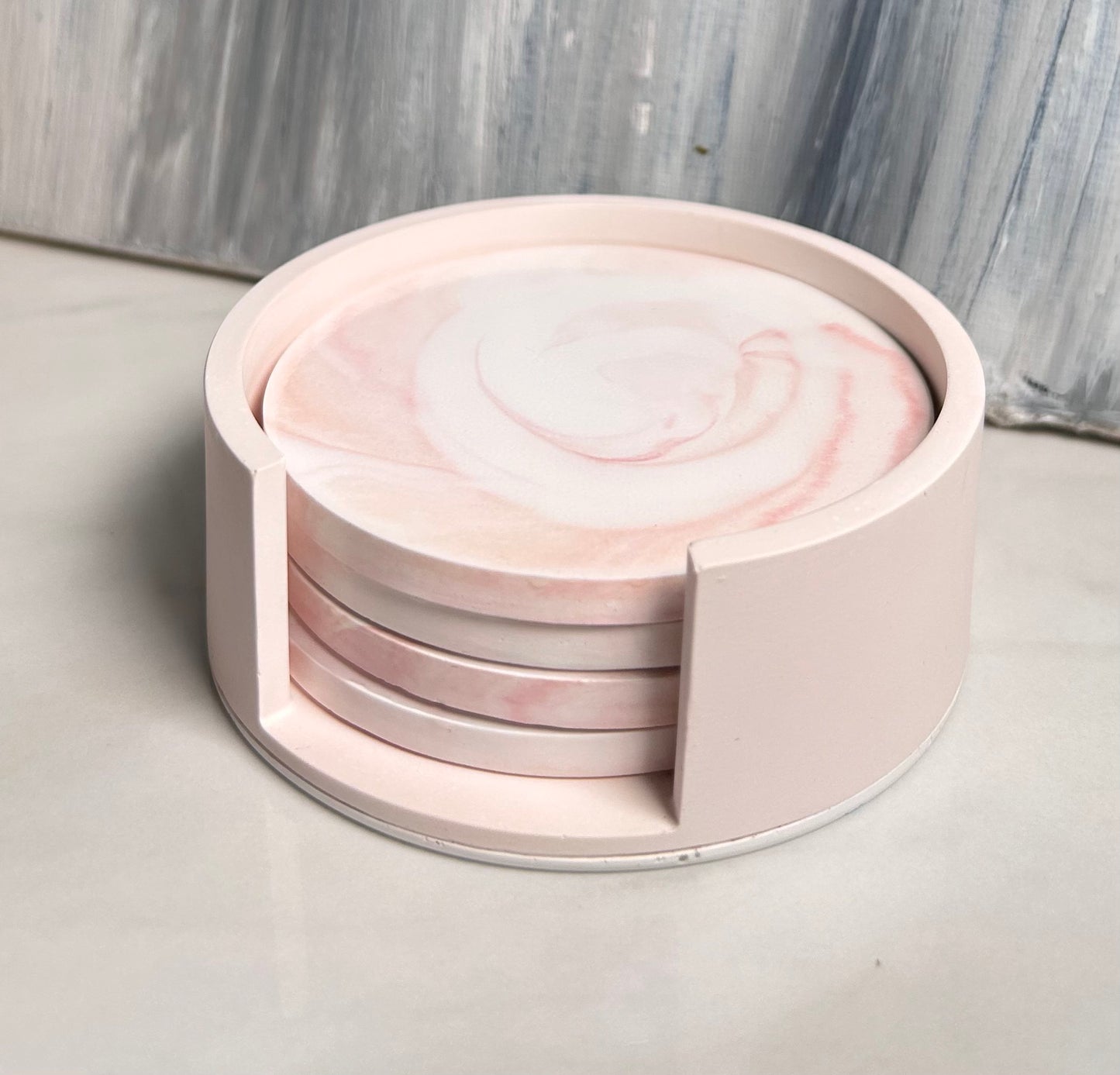 Marble effect coaster set with Holder