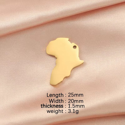 Polished Africa Map Pendant Necklace 18k Gold Plated