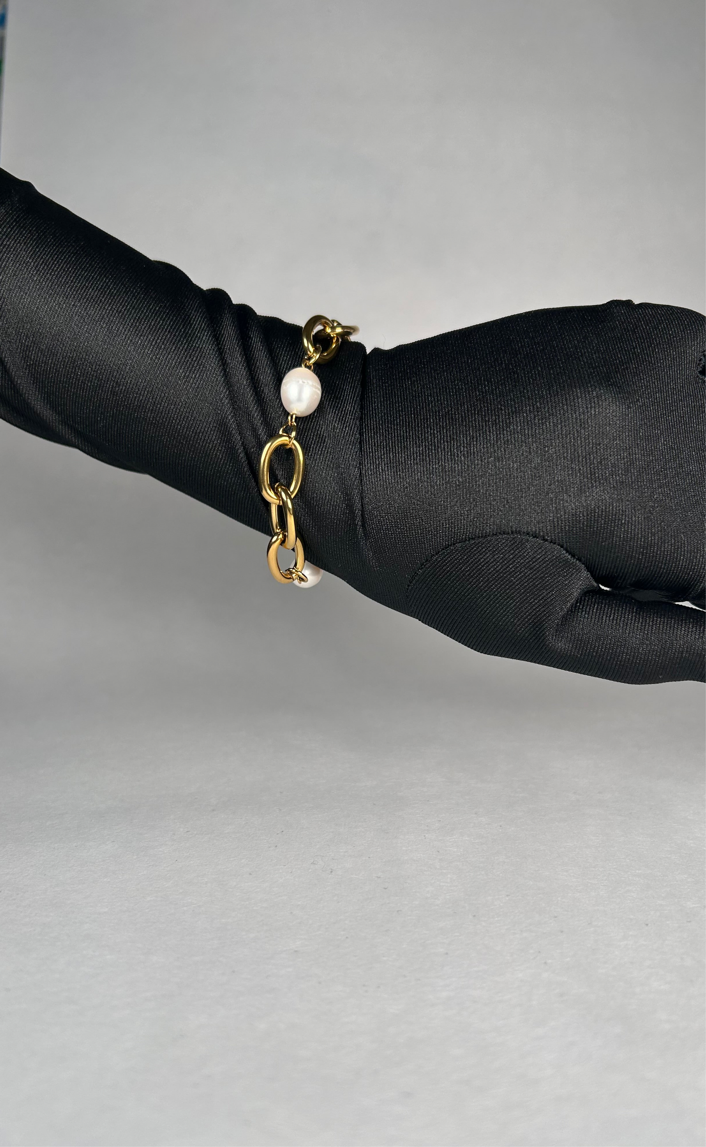 Chunky Stainless Steel 18k Gold Plated Real Freshwater Pearl Bracelet for Trendy Fashion