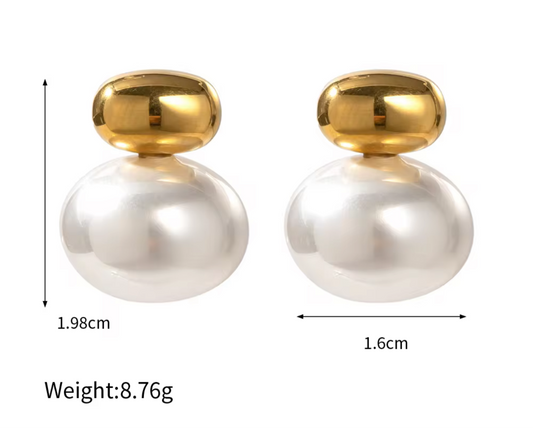 Trendy Vintage 18K Gold Plated Imitation Pearl Earrings for Women