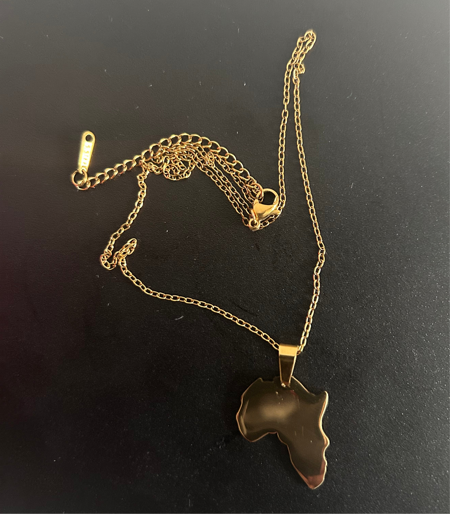 Polished Africa Map Pendant Necklace 18k Gold Plated