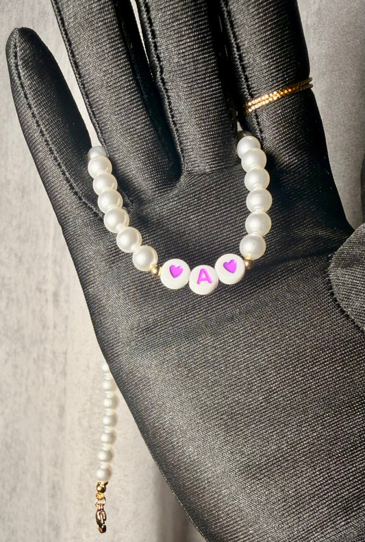 Glass imitation pearl choker for children