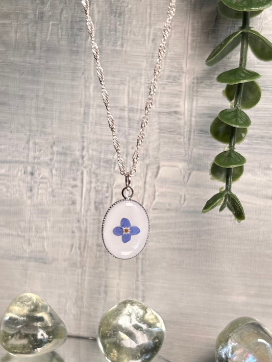 Forget-me-not 925 sterling silver plated necklace