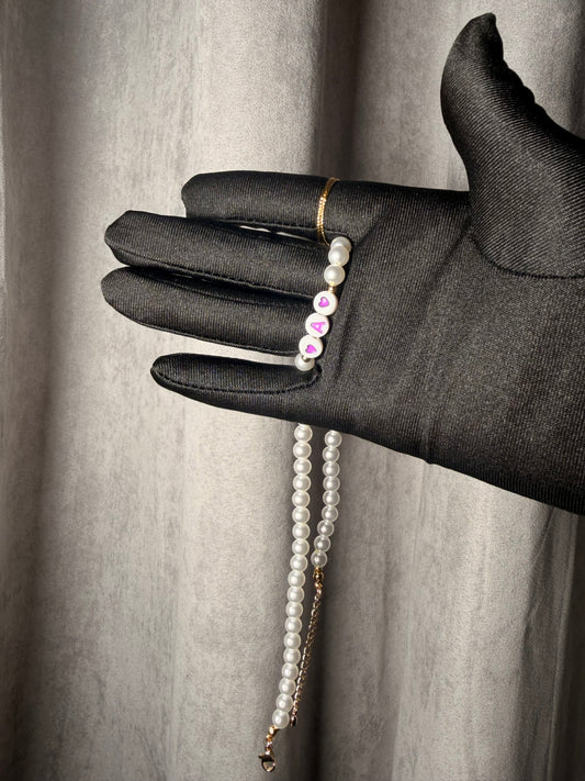 Glass imitation pearl choker for children