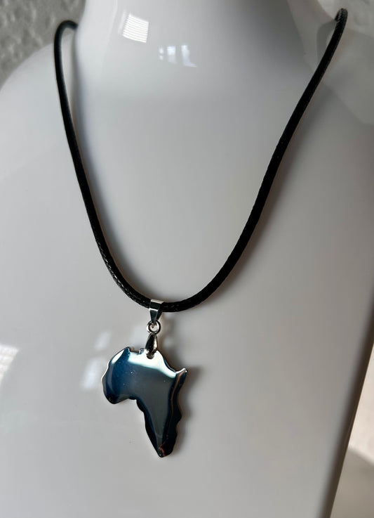 Polished Silver African Continent necklace