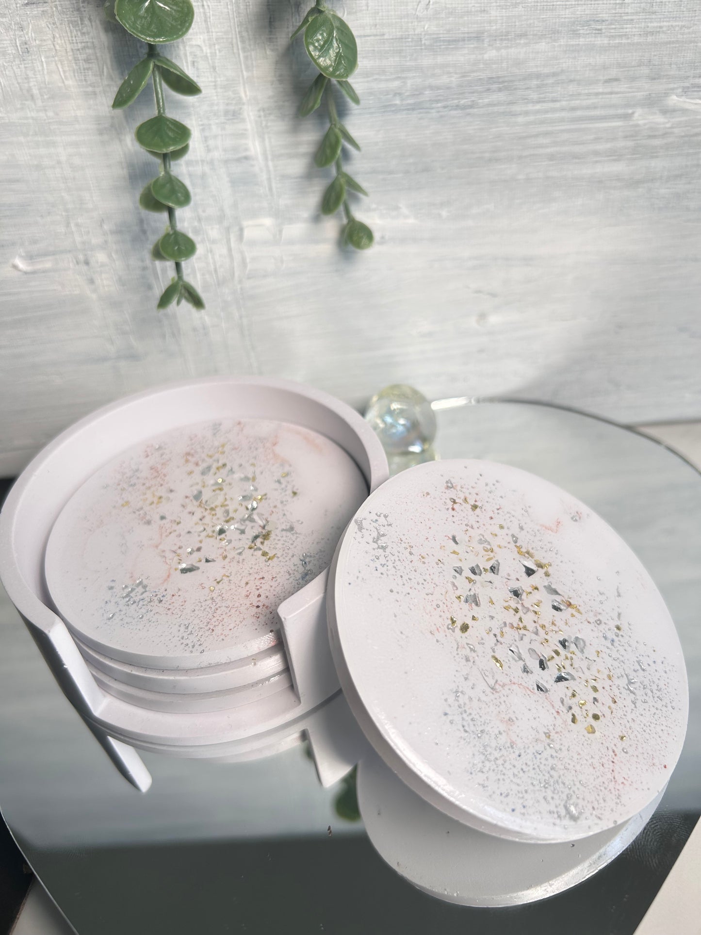 Geode Effect Coasters with Embedded Crushed Mirror Glass