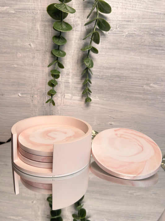 Marble effect coaster set with Holder