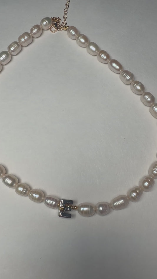 Freshwater pearl necklace/choker with Letter pendant